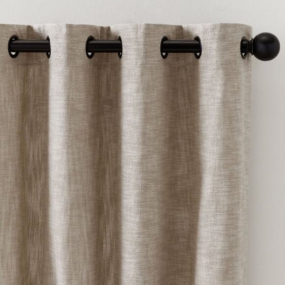 2 Seaton Textured Cotton Antique Bronze Grommet Curtains Panels 100" x 96"  NEW - Picture 2 of 6